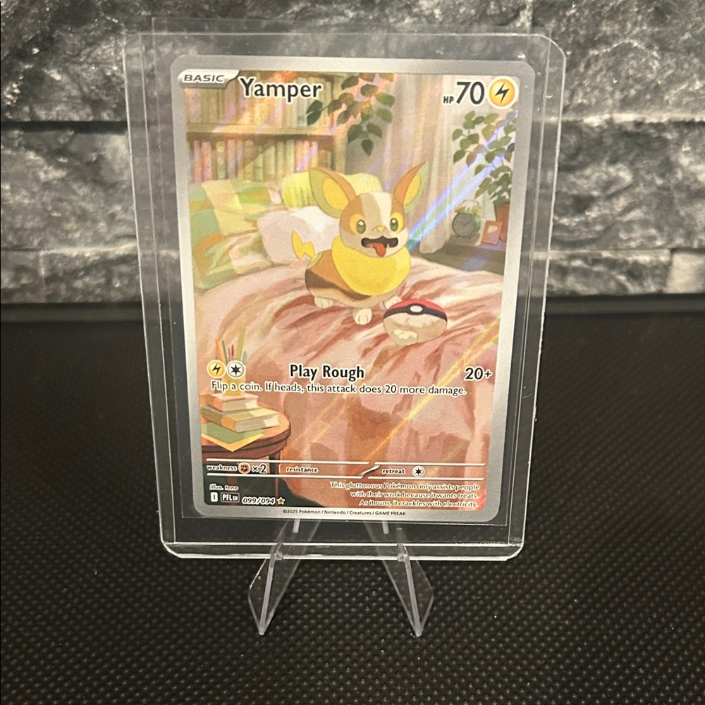 Pokémon Yamper 099/094 Illustration Rare Holo from Phantasmal flames 🔥 M/NM